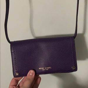 Henri Bendel eggplant smartphone purse